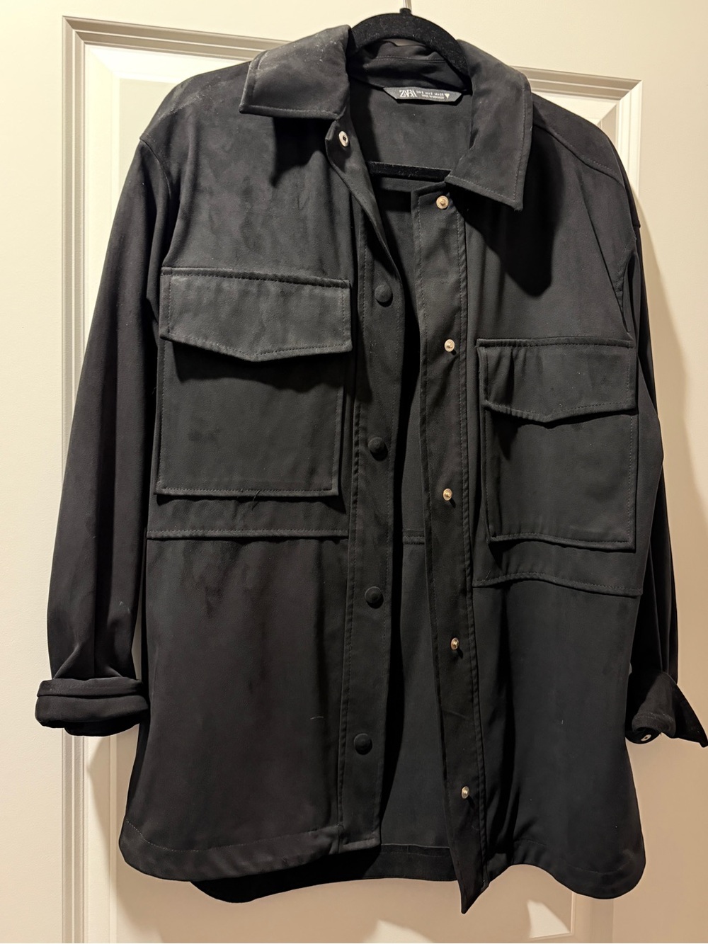 Zara Black Suede Utility Jacket